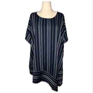 Lane Bryant Plus 28 Navy White Stripe Dolman Sleeve Asymmetric Hem Tunic Top